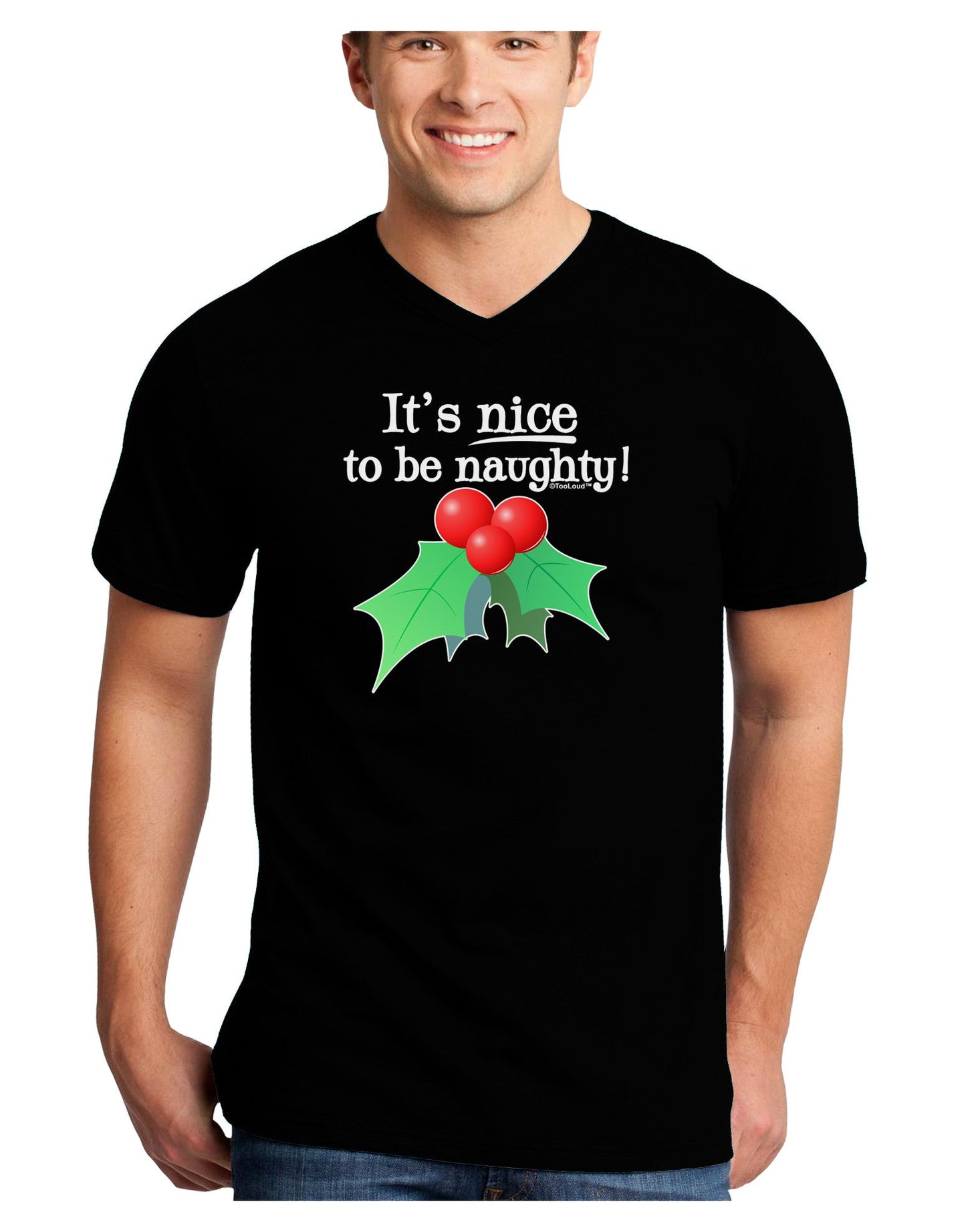 Nice to be Naughty Adult Dark V-Neck T-Shirt-TooLoud-Black-Small-Davson Sales