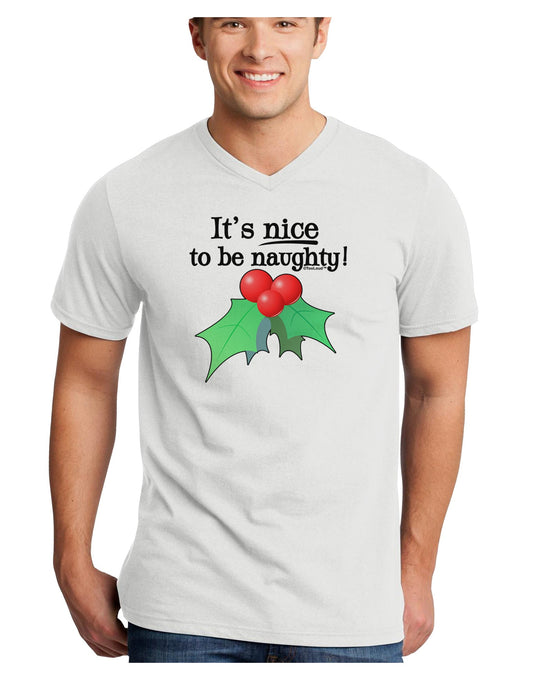 Nice to be Naughty Adult V-Neck T-shirt-Mens V-Neck T-Shirt-TooLoud-White-Small-Davson Sales