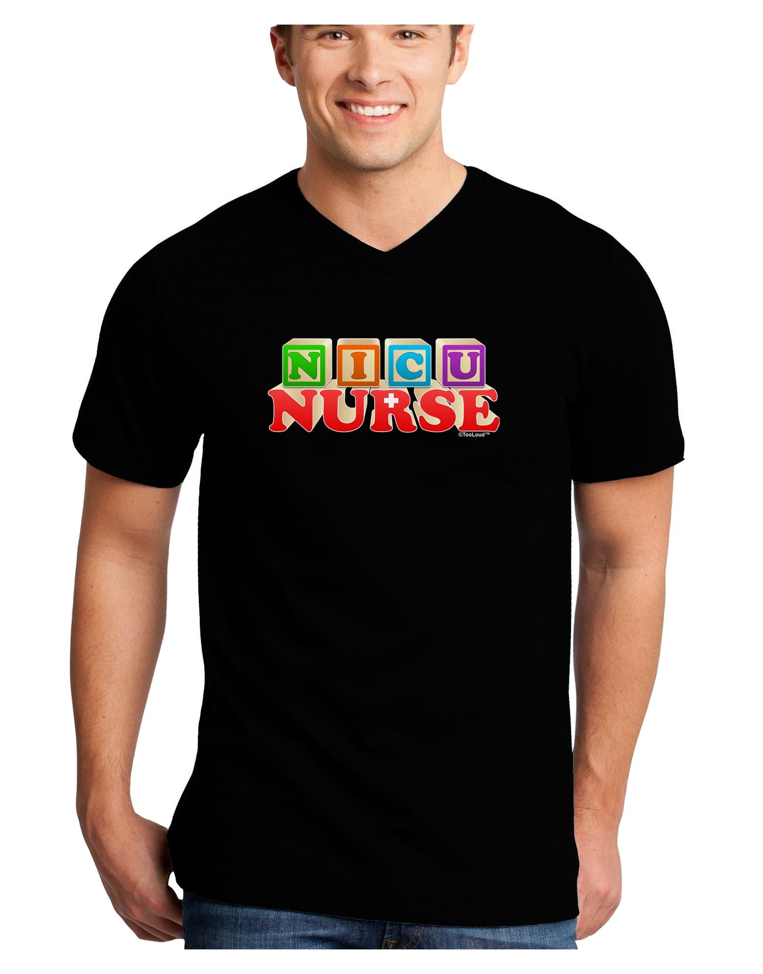 Nicu Nurse Adult Dark V-Neck T-Shirt-TooLoud-Black-Small-Davson Sales