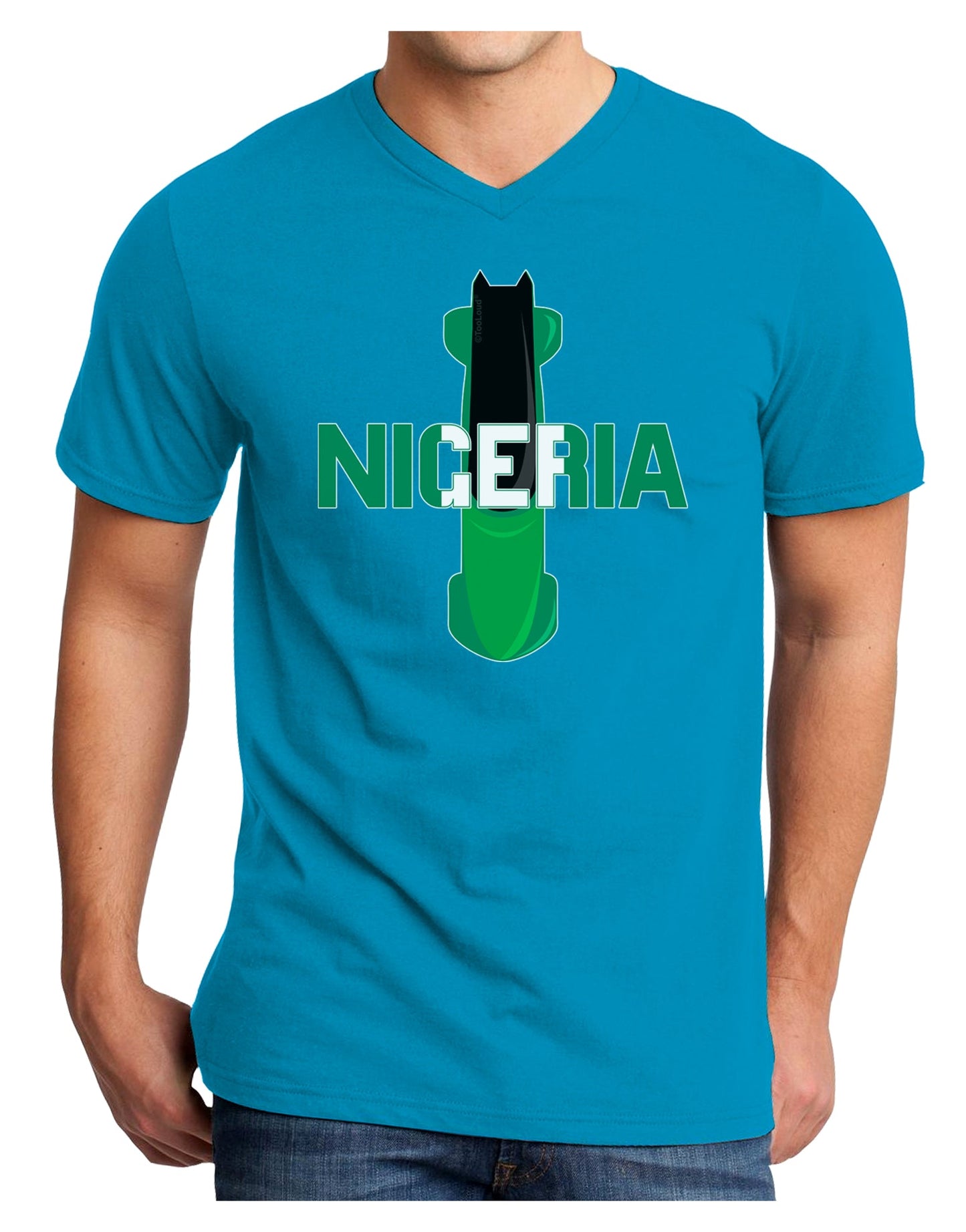 Nigeria Bobsled Adult Dark V-Neck T-Shirt by TooLoud-TooLoud-Turquoise-Small-Davson Sales