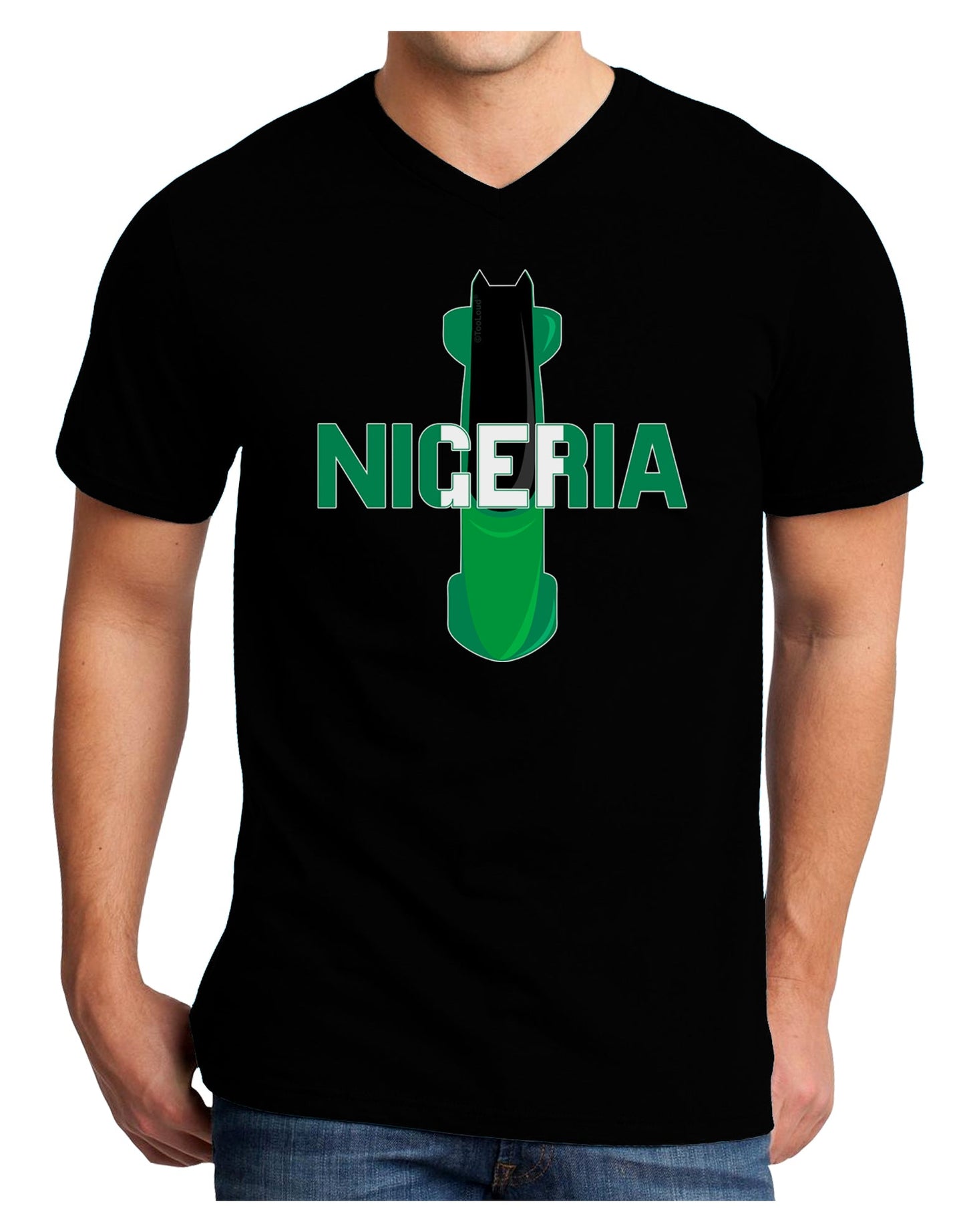 Nigeria Bobsled Adult Dark V-Neck T-Shirt by TooLoud-TooLoud-Black-Small-Davson Sales