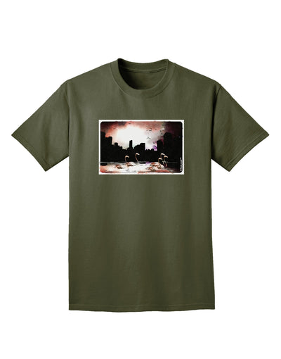 Nighttime Flamingos Adult Dark T-Shirt-Mens T-Shirt-TooLoud-Military-Green-Small-Davson Sales