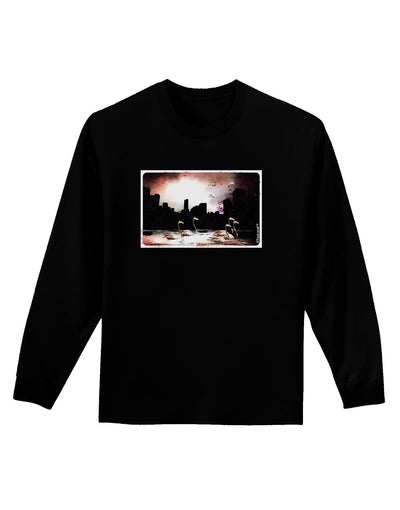 Nighttime Flamingos Adult Long Sleeve Dark T-Shirt-TooLoud-Black-Small-Davson Sales