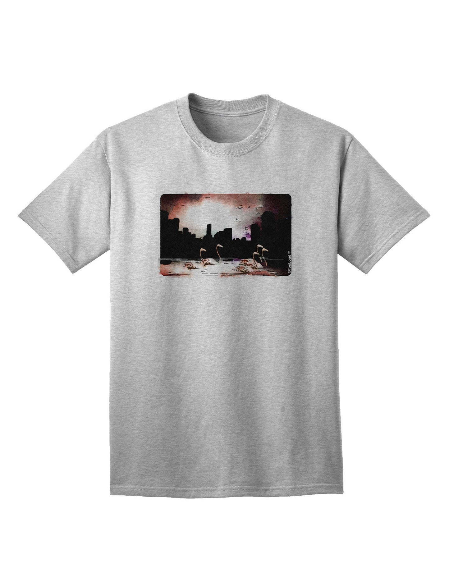 Nighttime Flamingos Adult T-Shirt-Mens T-Shirt-TooLoud-AshGray-Small-Davson Sales