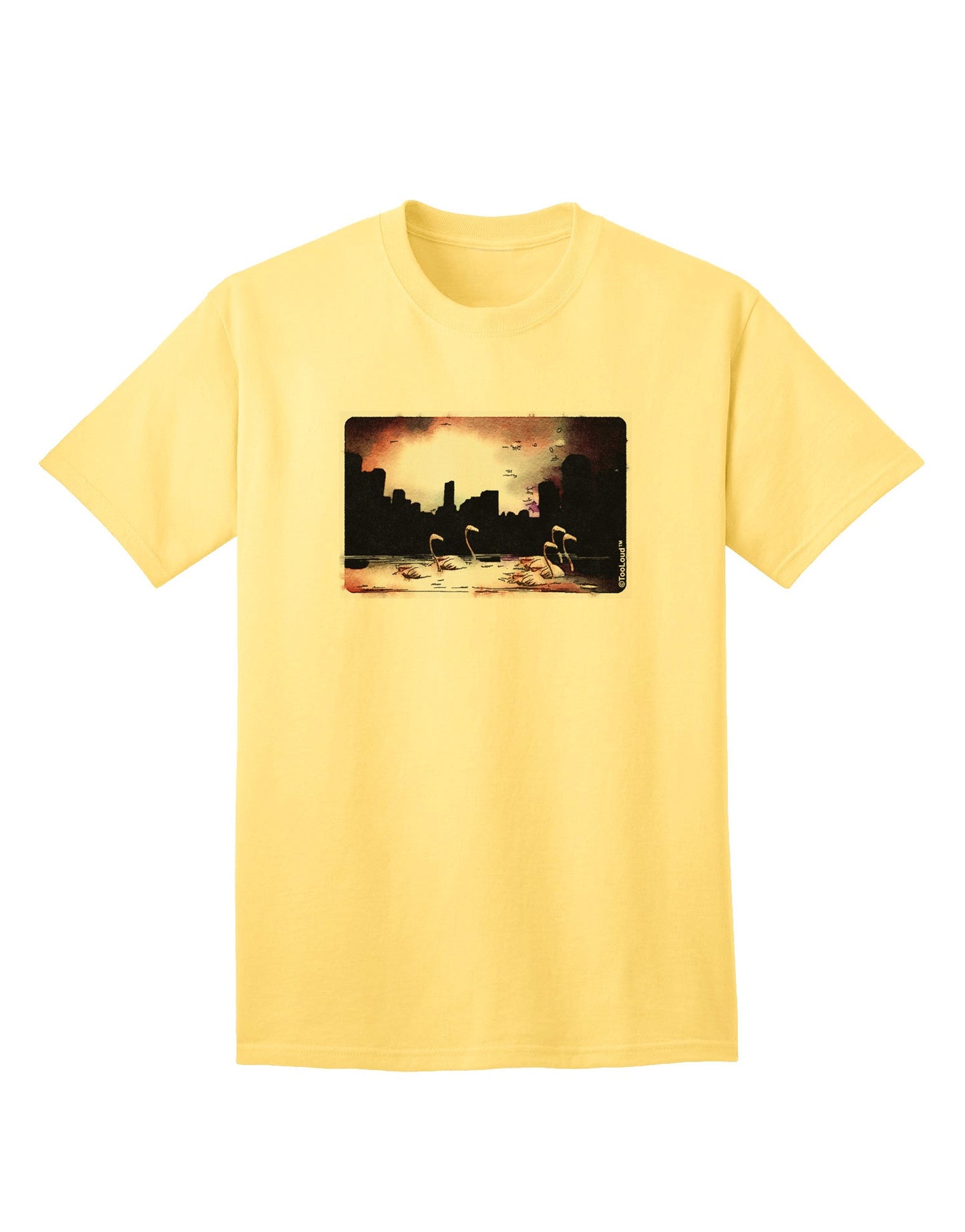 Nighttime Flamingos Adult T-Shirt-Mens T-Shirt-TooLoud-Yellow-Small-Davson Sales