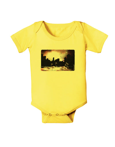 Nighttime Flamingos Baby Romper Bodysuit-Baby Romper-TooLoud-Yellow-06-Months-Davson Sales