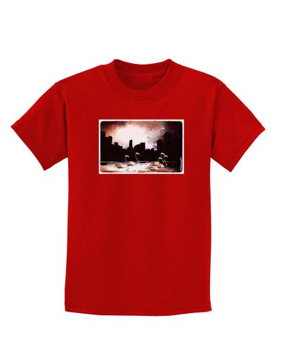 Nighttime Flamingos Childrens Dark T-Shirt-Childrens T-Shirt-TooLoud-Red-X-Small-Davson Sales