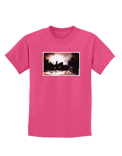 Nighttime Flamingos Childrens Dark T-Shirt-Childrens T-Shirt-TooLoud-Sangria-X-Small-Davson Sales