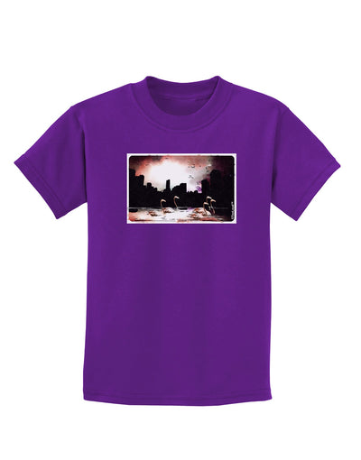 Nighttime Flamingos Childrens Dark T-Shirt-Childrens T-Shirt-TooLoud-Purple-X-Small-Davson Sales