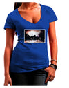 Nighttime Flamingos Juniors V-Neck Dark T-Shirt-Womens V-Neck T-Shirts-TooLoud-Royal-Blue-Juniors Fitted Small-Davson Sales