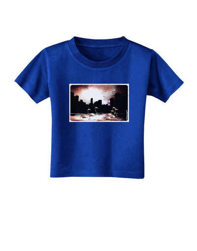 Nighttime Flamingos Toddler T-Shirt Dark-Toddler T-Shirt-TooLoud-Royal-Blue-2T-Davson Sales