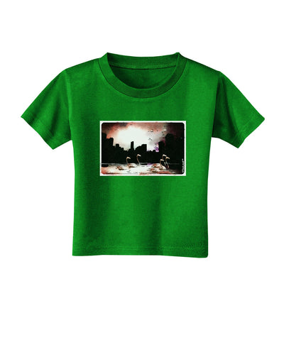 Nighttime Flamingos Toddler T-Shirt Dark-Toddler T-Shirt-TooLoud-Clover-Green-2T-Davson Sales