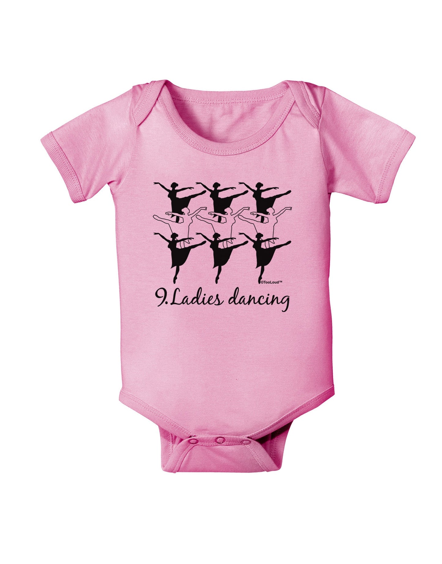 Nine Ladies Dancing Text Baby Romper Bodysuit-Baby Romper-TooLoud-Pink-06-Months-Davson Sales
