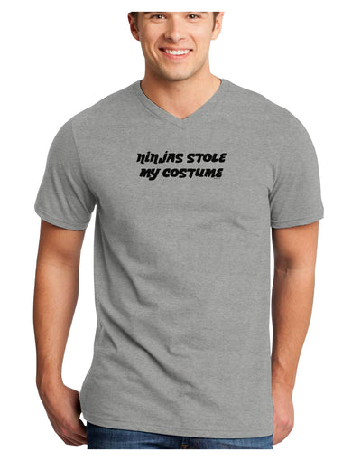 Ninjas Stole My Costume - Halloween Adult V-Neck T-shirt-Mens V-Neck T-Shirt-TooLoud-HeatherGray-Small-Davson Sales