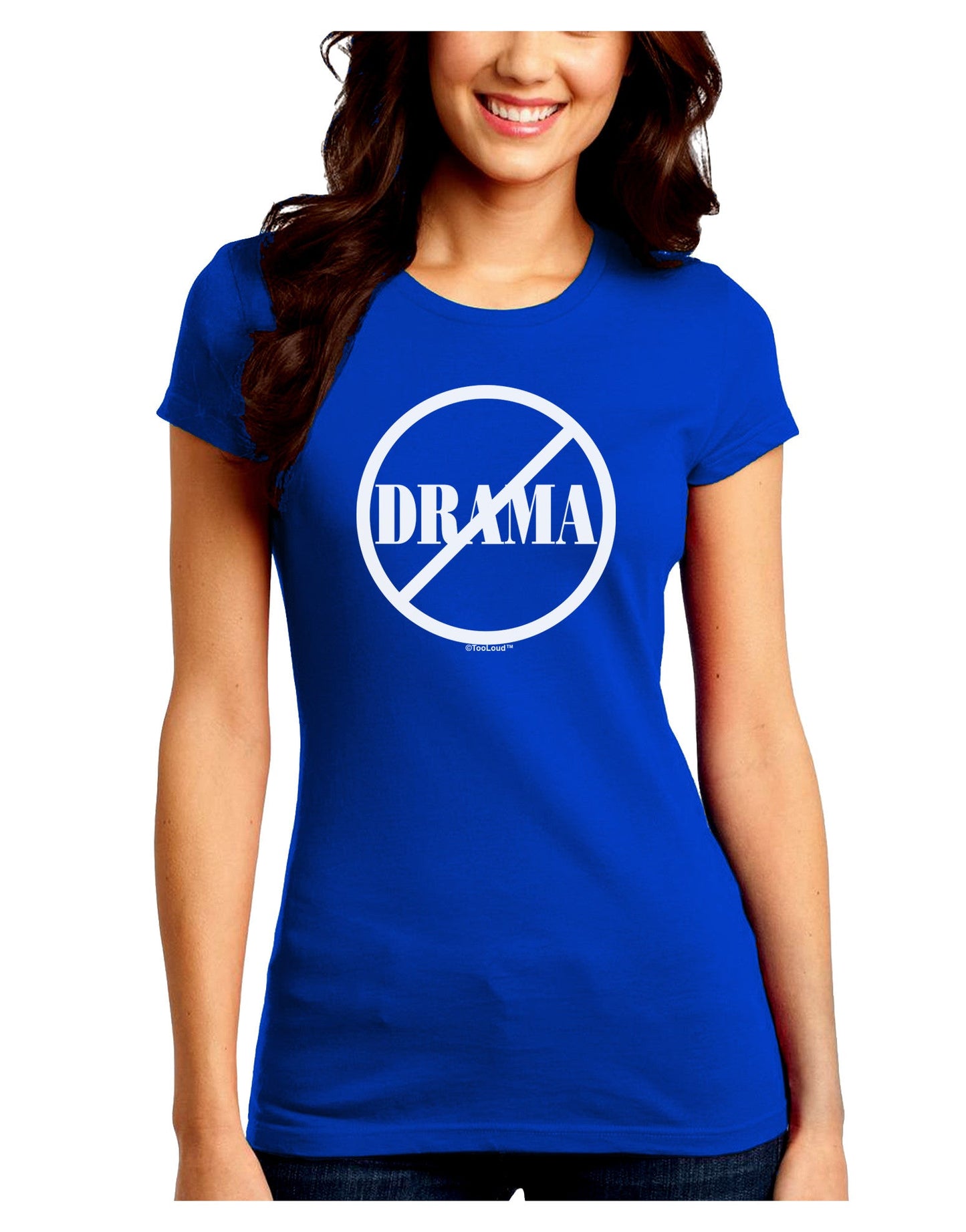 No Drama Allowed Juniors Petite Crew Dark T-Shirt-T-Shirts Juniors Tops-TooLoud-Royal-Blue-Juniors Fitted Small-Davson Sales