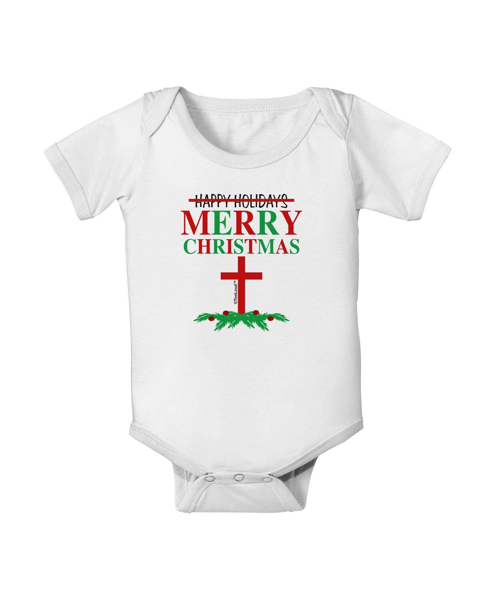 No Happy Holidays, Merry Christmas Baby Romper Bodysuit-Baby Romper-TooLoud-White-06-Months-Davson Sales