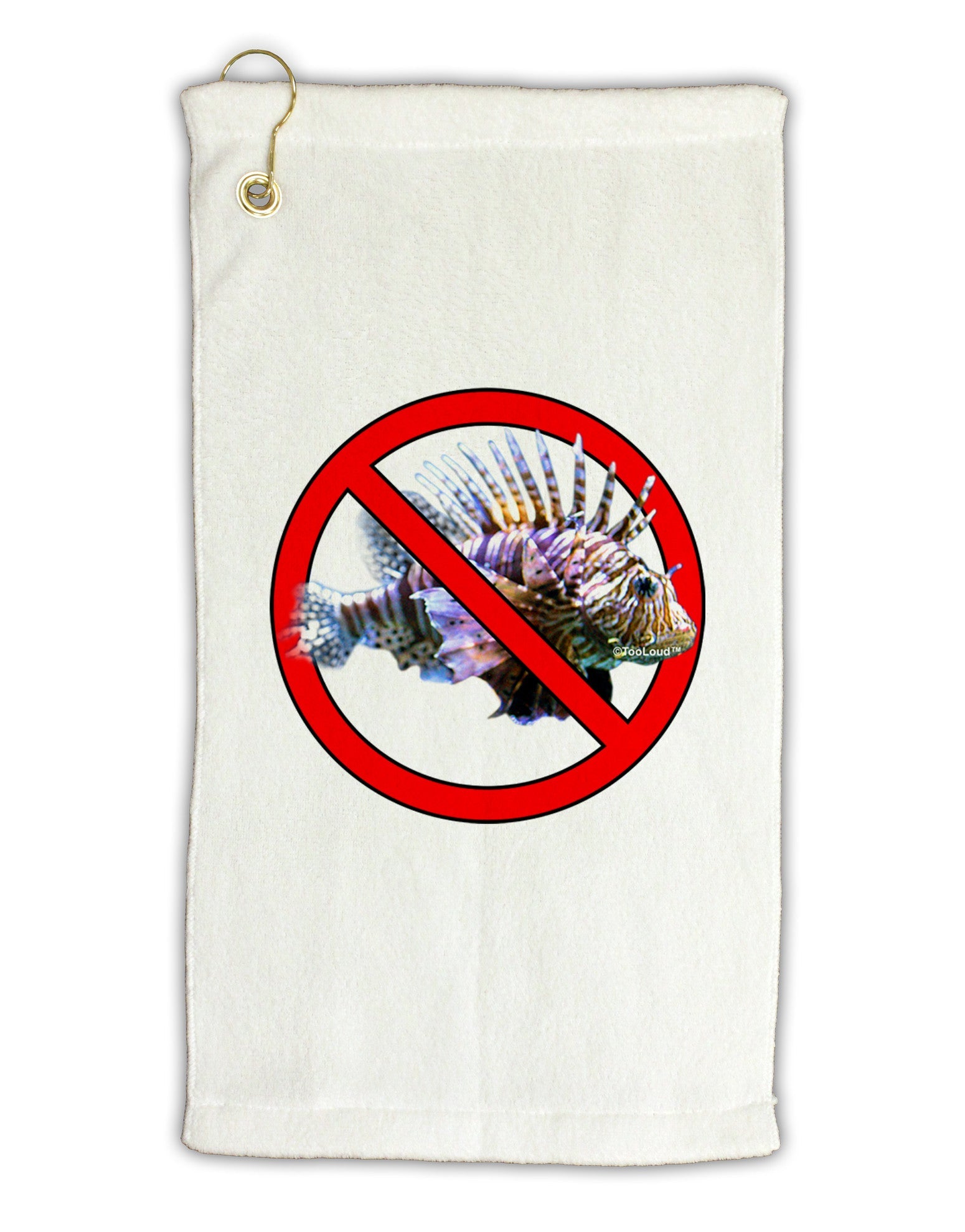 No Lionfish Micro Terry Gromet Golf Towel 11"x19-Golf Towel-TooLoud-White-Davson Sales