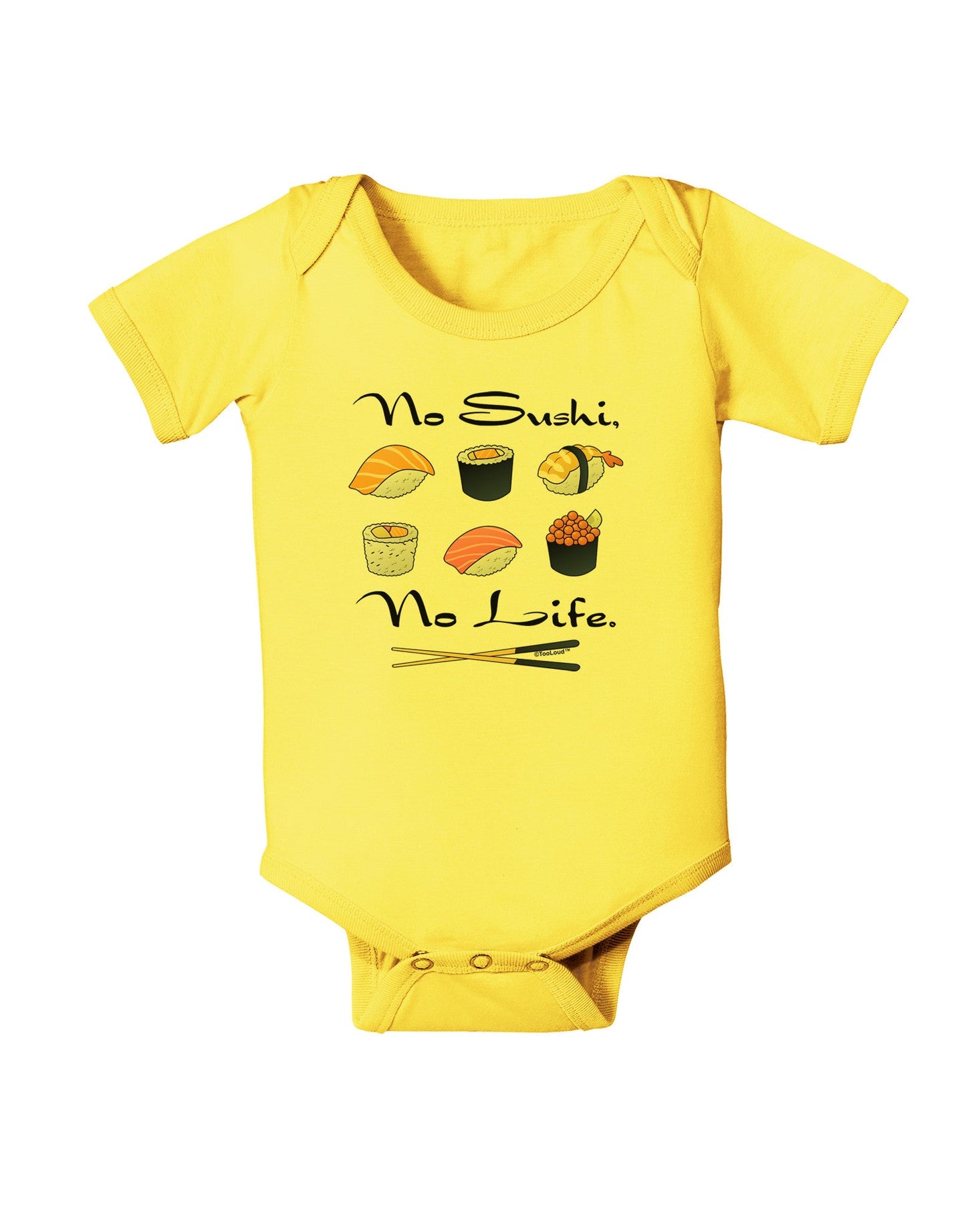 No Sushi No Life Baby Romper Bodysuit-Baby Romper-TooLoud-Yellow-06-Months-Davson Sales
