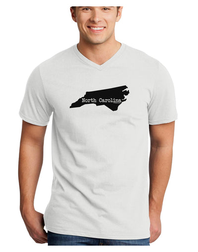 North Carolina - United States Shape Adult V-Neck T-shirt by TooLoud-Mens V-Neck T-Shirt-TooLoud-White-Small-Davson Sales