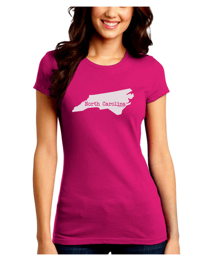 North Carolina - United States Shape Juniors Crew Dark T-Shirt by TooLoud-T-Shirts Juniors Tops-TooLoud-Hot-Pink-Juniors Fitted Small-Davson Sales