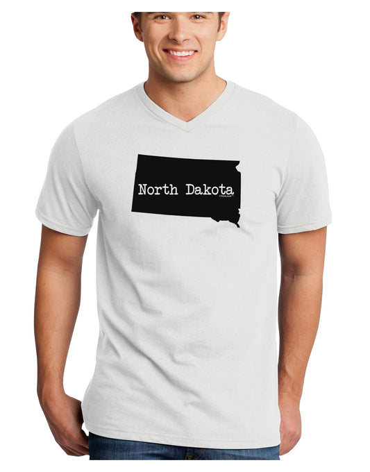 North Dakota - United States Shape Adult V-Neck T-shirt by TooLoud-Mens V-Neck T-Shirt-TooLoud-White-Small-Davson Sales