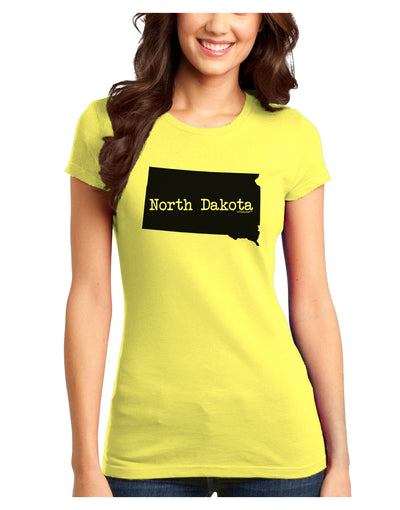 North Dakota - United States Shape Juniors T-Shirt by TooLoud-Womens Juniors T-Shirt-TooLoud-Yellow-Juniors Fitted X-Small-Davson Sales