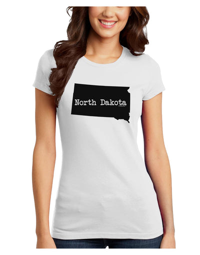 North Dakota - United States Shape Juniors T-Shirt by TooLoud-Womens Juniors T-Shirt-TooLoud-White-Juniors Fitted X-Small-Davson Sales