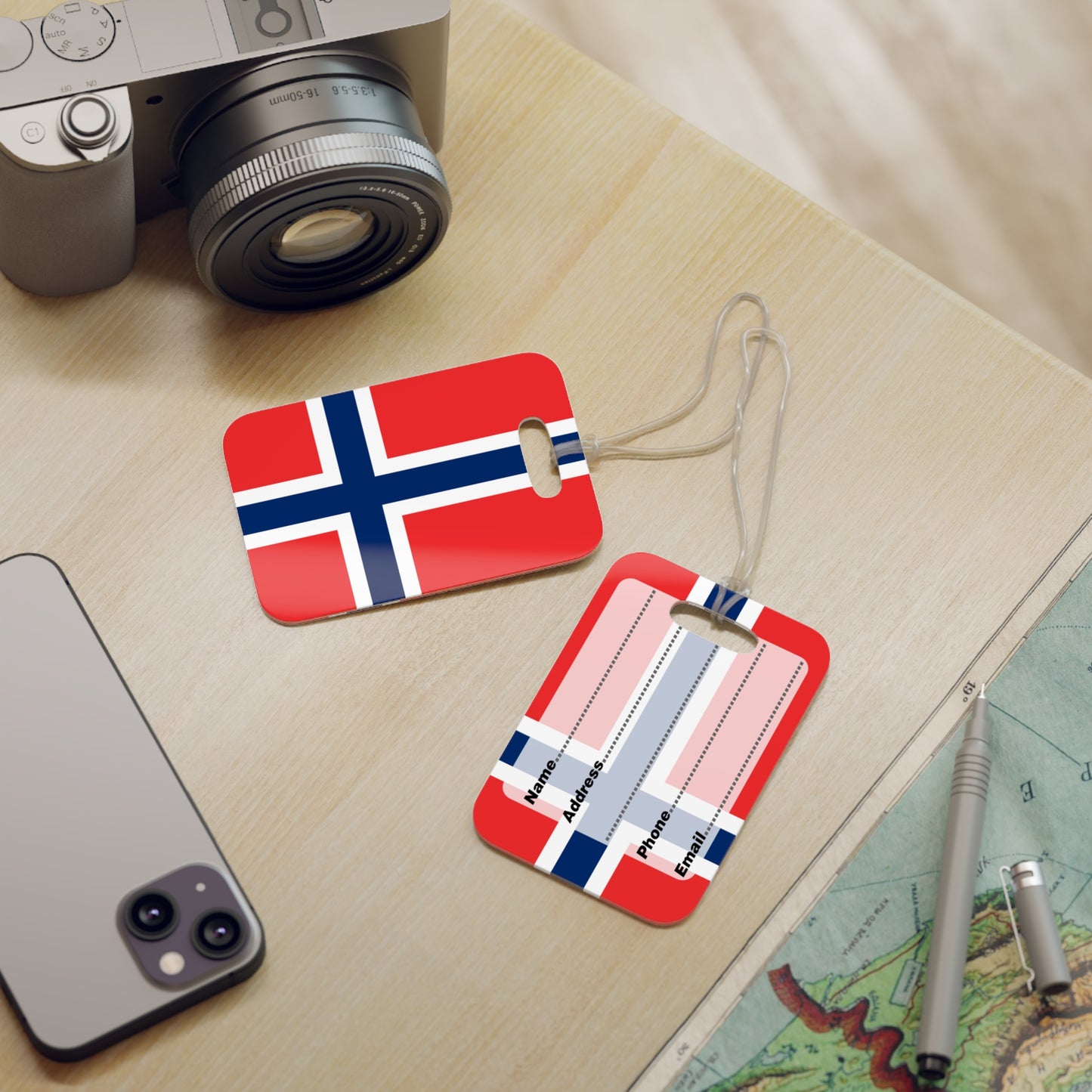 TooLoud Norwegian Flag Thick Plastic Luggage Tag