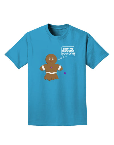 Not My Gumdrop Buttons Gingerbread Man Christmas Adult Dark T-Shirt-Mens T-Shirt-TooLoud-Turquoise-Small-Davson Sales