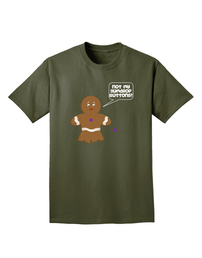 Not My Gumdrop Buttons Gingerbread Man Christmas Adult Dark T-Shirt-Mens T-Shirt-TooLoud-Military-Green-Small-Davson Sales