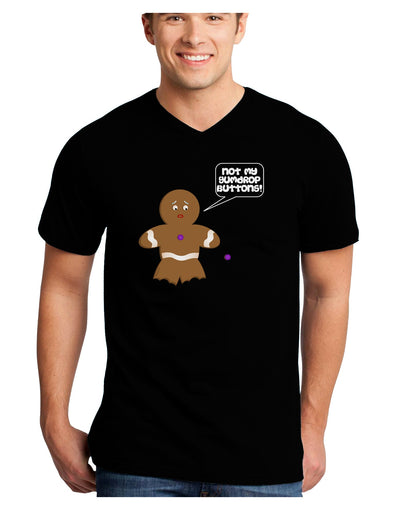 Not My Gumdrop Buttons Gingerbread Man Christmas Adult Dark V-Neck T-Shirt-TooLoud-Black-Small-Davson Sales