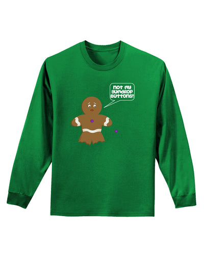 Not My Gumdrop Buttons Gingerbread Man Christmas Adult Long Sleeve Dark T-Shirt-TooLoud-Kelly-Green-Small-Davson Sales