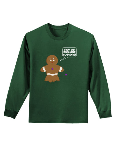 Not My Gumdrop Buttons Gingerbread Man Christmas Adult Long Sleeve Dark T-Shirt-TooLoud-Dark-Green-Small-Davson Sales