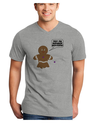 Not My Gumdrop Buttons Gingerbread Man Christmas Adult V-Neck T-shirt-Mens V-Neck T-Shirt-TooLoud-HeatherGray-Small-Davson Sales