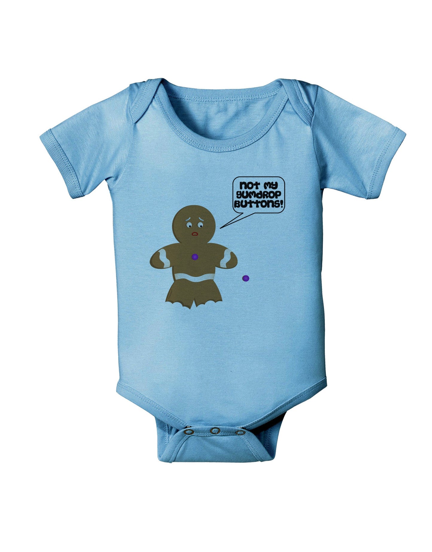 Not My Gumdrop Buttons Gingerbread Man Christmas Baby Romper Bodysuit-Baby Romper-TooLoud-Light-Blue-06-Months-Davson Sales