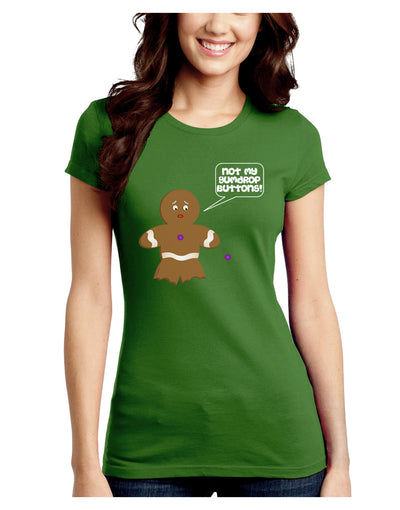 Not My Gumdrop Buttons Gingerbread Man Christmas Juniors Crew Dark T-Shirt-T-Shirts Juniors Tops-TooLoud-Kiwi-Green-Juniors Fitted Small-Davson Sales