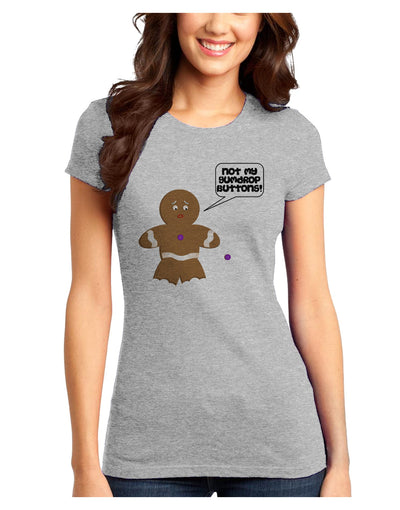 Not My Gumdrop Buttons Gingerbread Man Christmas Juniors T-Shirt-Womens Juniors T-Shirt-TooLoud-Ash-Gray-Juniors Fitted XS-Davson Sales