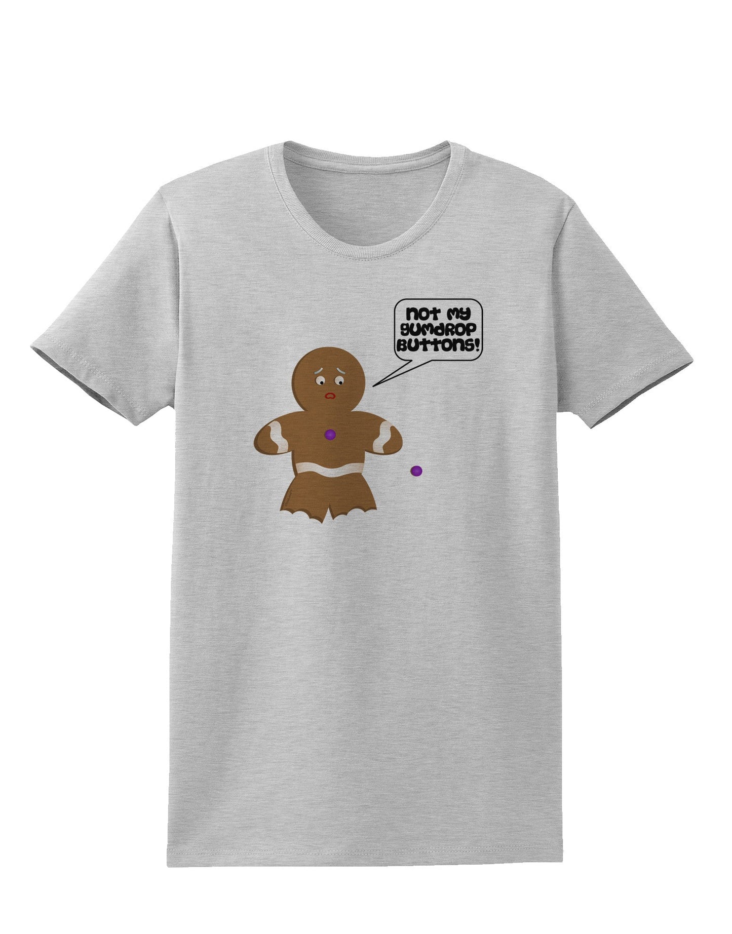 Not My Gumdrop Buttons Gingerbread Man Christmas Womens T-Shirt-Womens T-Shirt-TooLoud-AshGray-X-Small-Davson Sales
