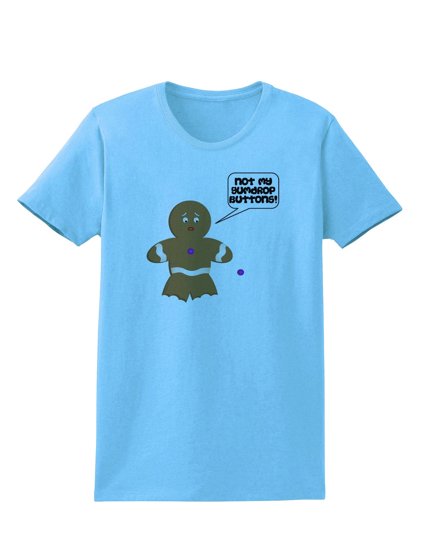 Not My Gumdrop Buttons Gingerbread Man Christmas Womens T-Shirt-Womens T-Shirt-TooLoud-Aquatic-Blue-X-Small-Davson Sales