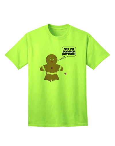 Not My Gumdrop Buttons - Gingerbread Man Themed Adult Christmas T-Shirt-Mens T-shirts-TooLoud-Neon-Green-Small-Davson Sales