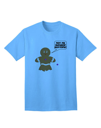 Not My Gumdrop Buttons - Gingerbread Man Themed Adult Christmas T-Shirt-Mens T-shirts-TooLoud-Aquatic-Blue-Small-Davson Sales