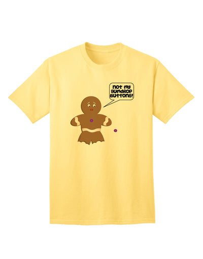 Not My Gumdrop Buttons - Gingerbread Man Themed Adult Christmas T-Shirt-Mens T-shirts-TooLoud-Yellow-Small-Davson Sales