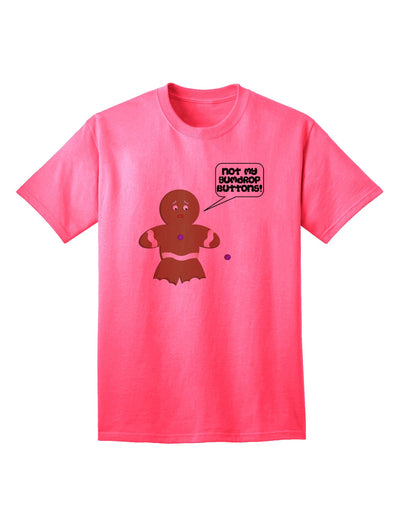 Not My Gumdrop Buttons - Gingerbread Man Themed Adult Christmas T-Shirt-Mens T-shirts-TooLoud-Neon-Pink-Small-Davson Sales