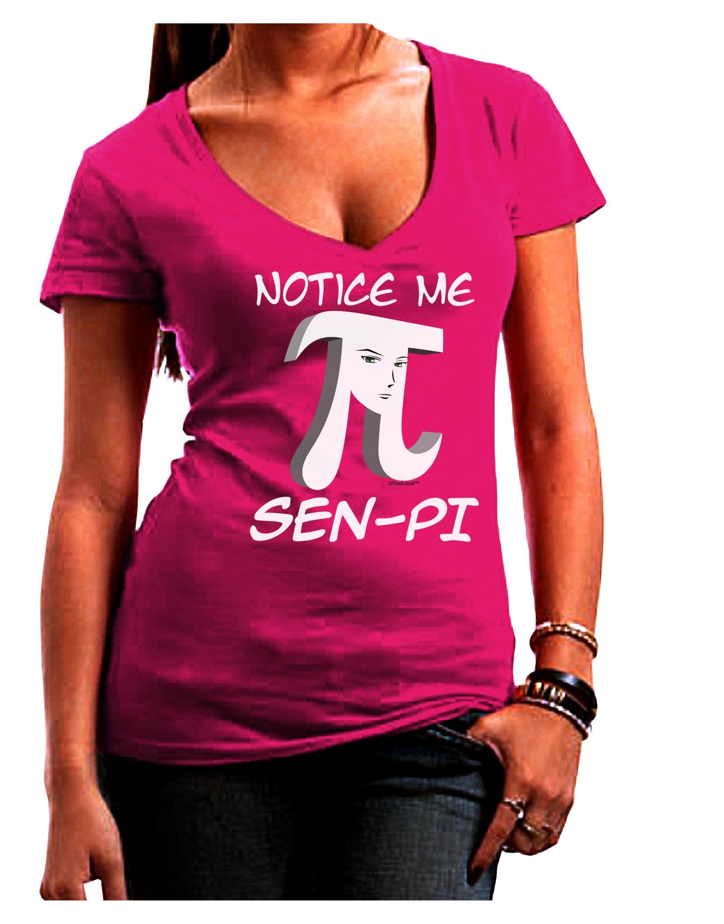 Notice Me Sen-Pi Womens V-Neck Dark T-Shirt-Womens V-Neck T-Shirts-TooLoud-Hot-Pink-Juniors Fitted Small-Davson Sales