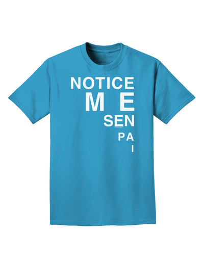 Notice Me Senpai Triangle Text Adult Dark T-Shirt-Mens T-Shirt-TooLoud-Turquoise-Small-Davson Sales