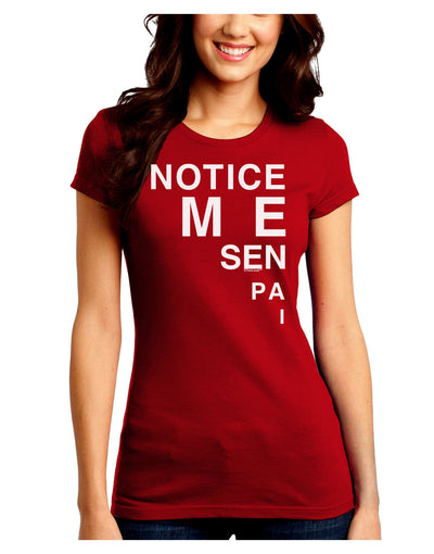 Notice Me Senpai Triangle Text Juniors Crew Dark T-Shirt-T-Shirts Juniors Tops-TooLoud-Red-Juniors Fitted Small-Davson Sales