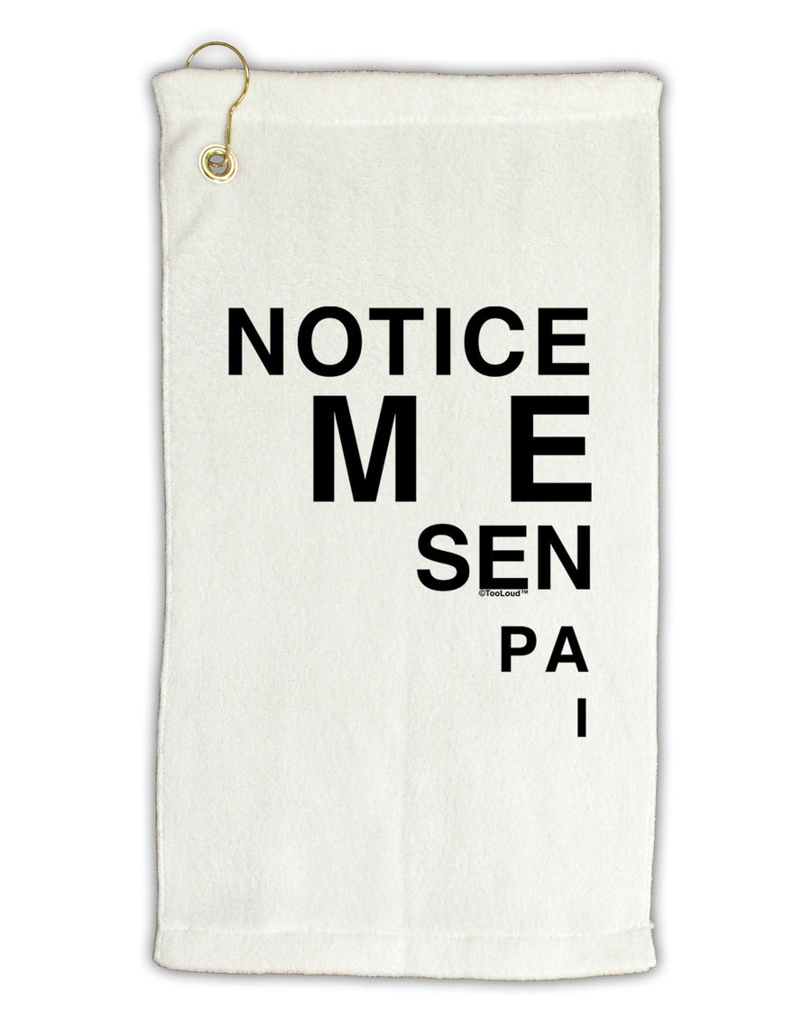 Notice Me Senpai Triangle Text Micro Terry Gromet Golf Towel 11&#x22;x19-Golf Towel-TooLoud-White-Davson Sales