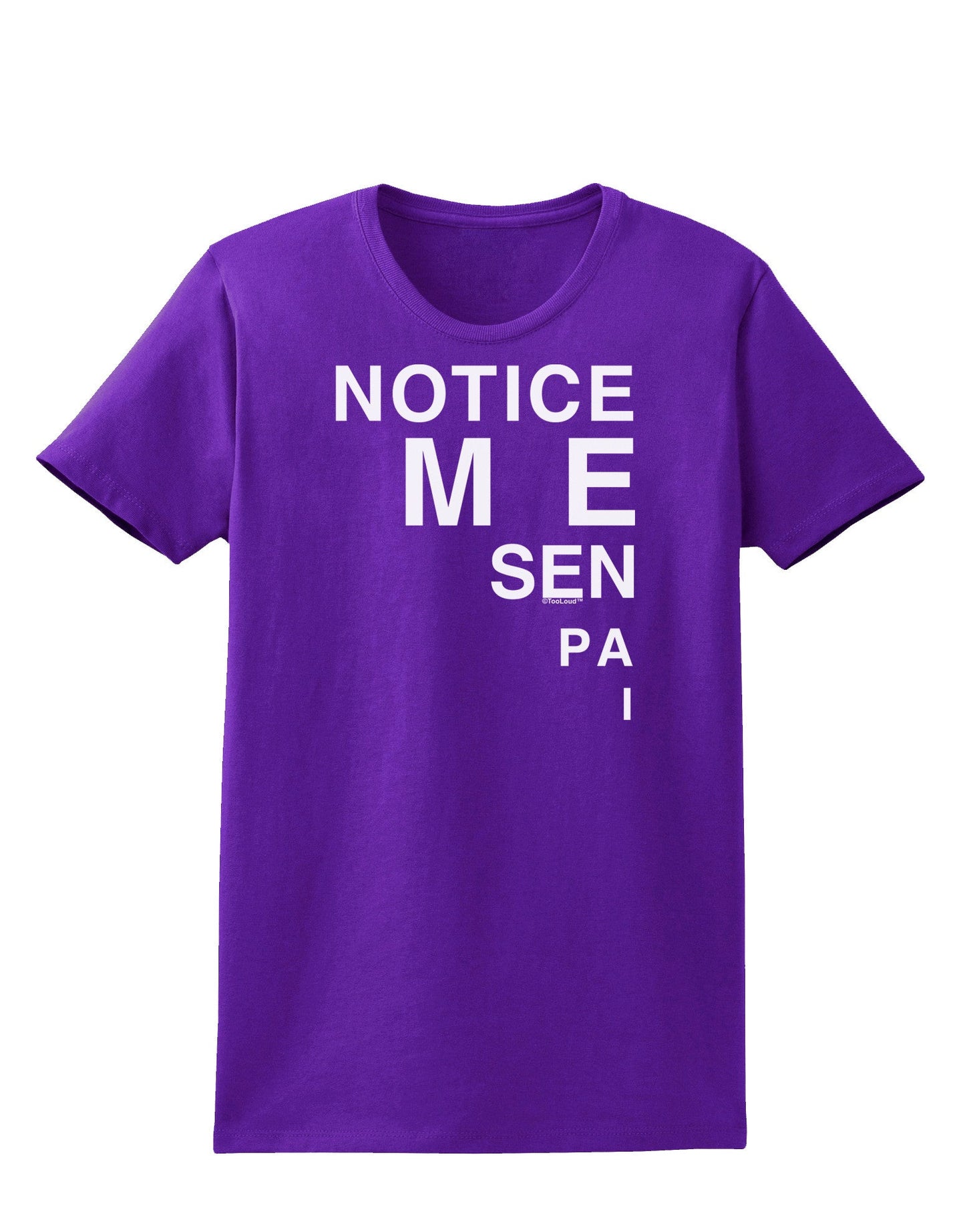 Notice Me Senpai Triangle Text Womens Dark T-Shirt-TooLoud-Purple-X-Small-Davson Sales