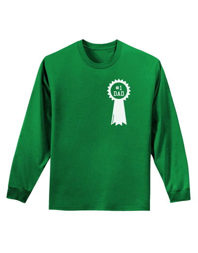 Number One Dad Award Ribbon Adult Long Sleeve Dark T-Shirt-TooLoud-Kelly-Green-Small-Davson Sales