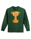 Number One Dad Trophy Adult Long Sleeve Dark T-Shirt-TooLoud-Dark-Green-Small-Davson Sales